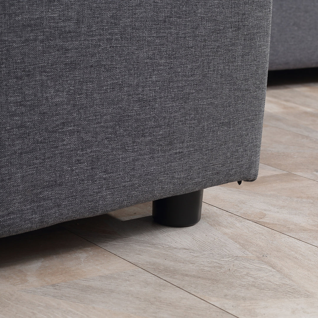 3 Seater Corner Sofa Bed with Storage, L Couches for Living Room with Chaise Lounge, Double Sofa, Grey