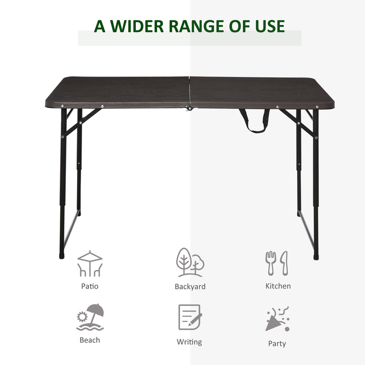 4FT Portable Metal Picnic Table-Black/Brown