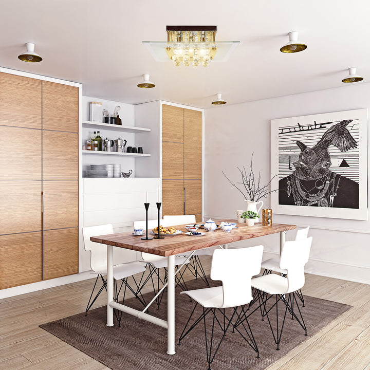 Crystal Chandelier Ceiling Mount Pendant Light Lamp Modern Illumination Fabric, 40L x 40W x 16 Hcm