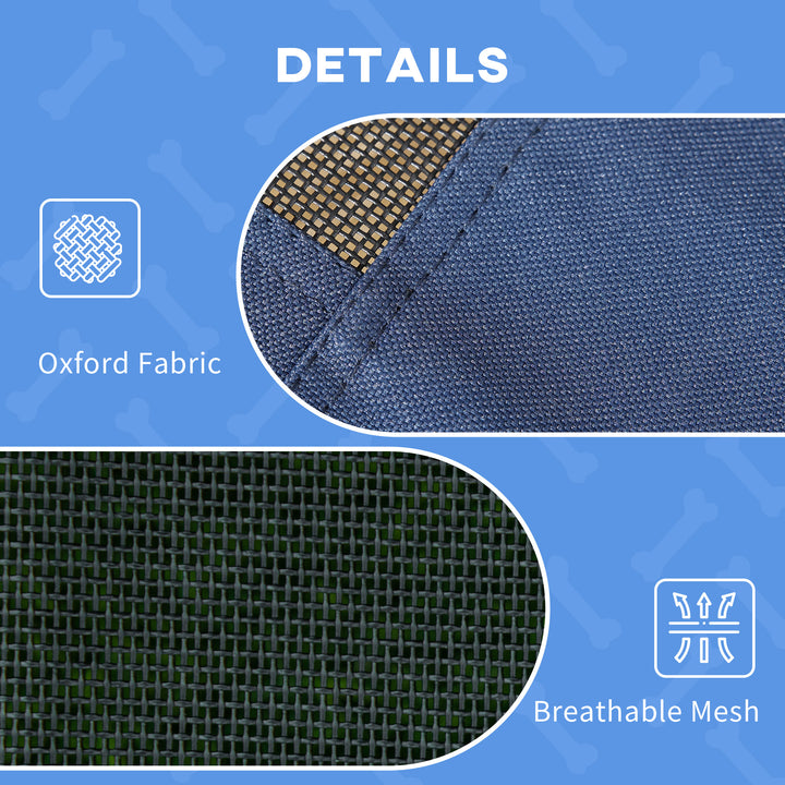 Raised Dog Bed Waterproof Elevated Pet Cot with Breathable Mesh UV Protection Canopy Blue, for Medium Dogs, 76 x 61 x 73cm