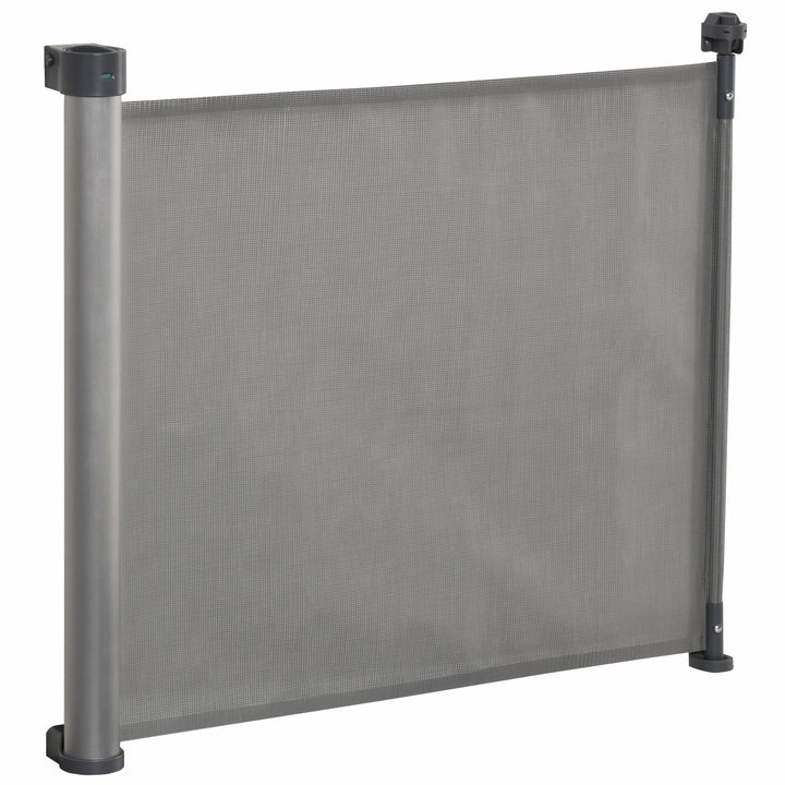 PawHut Retractable Safety Gate for Dog, Detachable Pet Barrier, Extend to 140 cm for Doorways, Hallways, Stairs, Grey