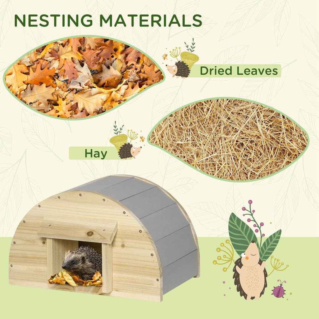 Wooden Hedgehog House Outdoor, Small Animal Shelter Hibernation Home, with 2 Doors, for Garden, 40 x 30.2 x 23.5 cm, Natural