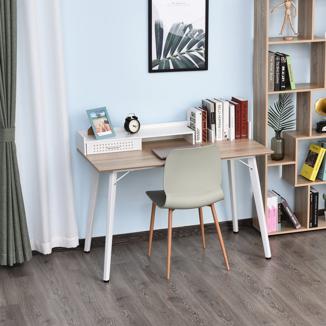 Modern Computer Desk Laptop Writing Table w/Hutch 1 Drawer workstation Home Office Furniture Oak Color and White