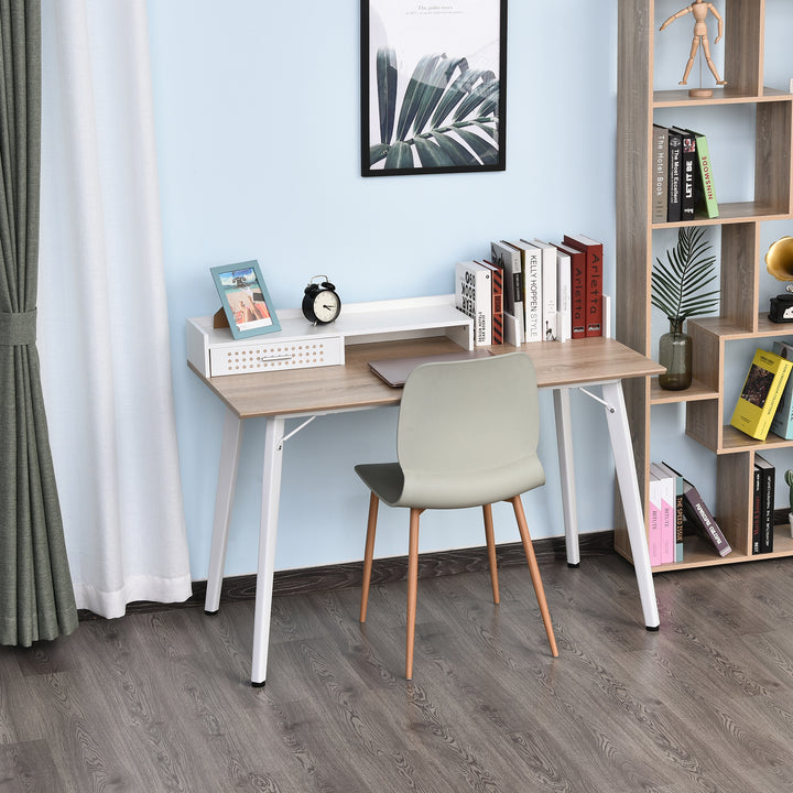 Modern Computer Desk Laptop Writing Table w/Hutch 1 Drawer workstation Home Office Furniture Oak Color and White
