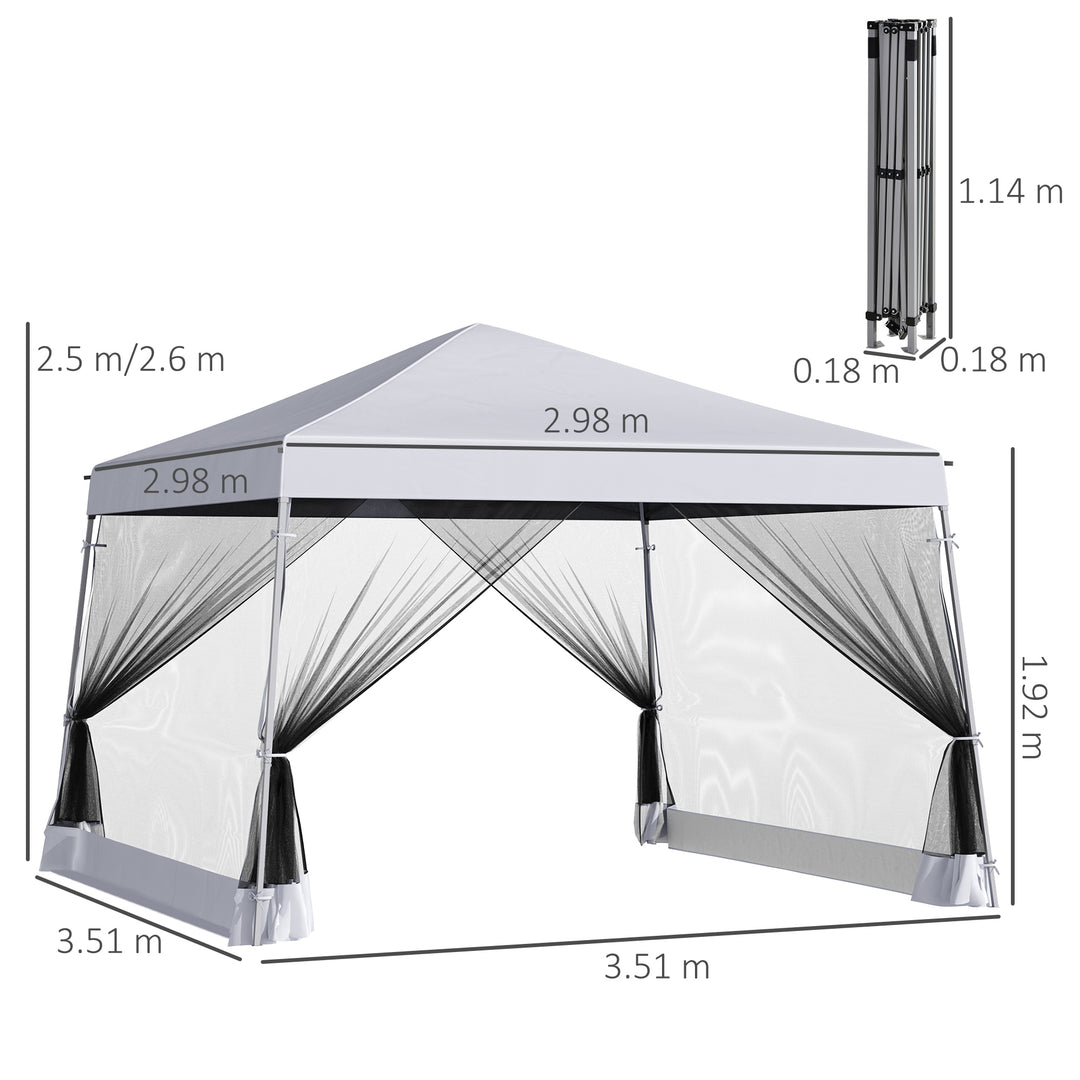 3.6m x 3.6m Pop Up Steel Frame Garden Gazebo White