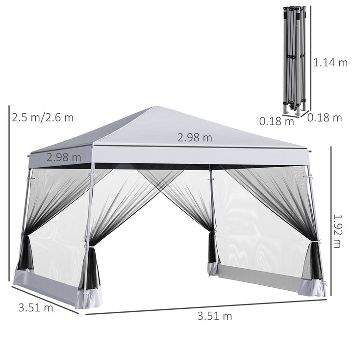 3.6m x 3.6m Pop Up Steel Frame Garden Gazebo White