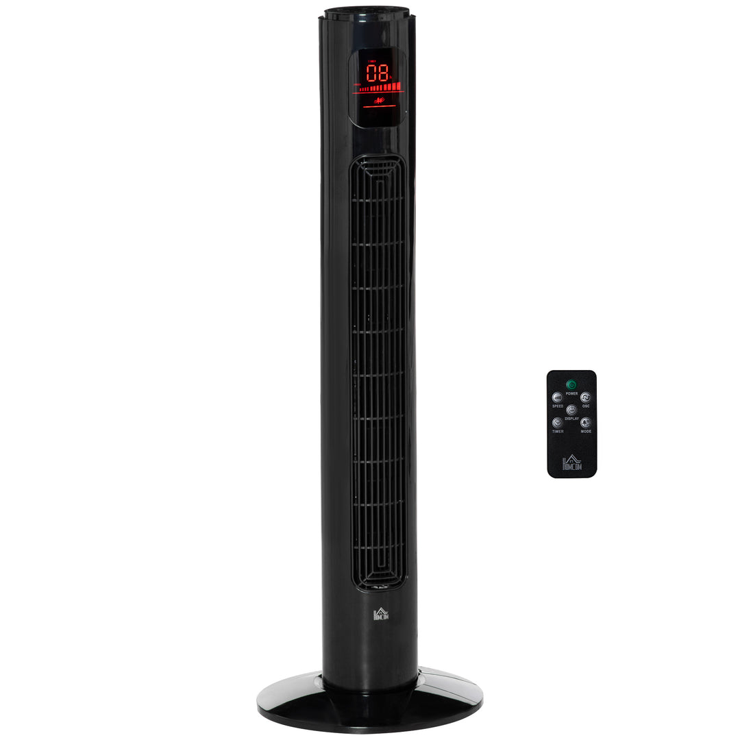 38'' Freestanding Tower Fan, 3 Speed 3 Mode, 12h Timer, 70 Degree Oscillation, LED Panel, 5M Remote Controller, Black