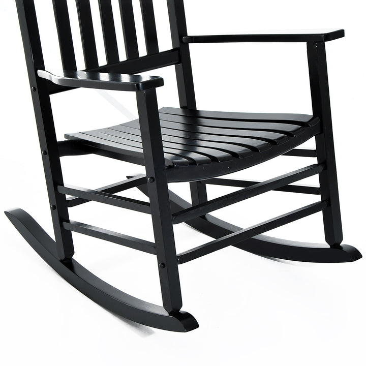 Rocking Chair Armchair Wooden Patio Rocker Balcony Deck Outdoor Porch Garden Seat Black