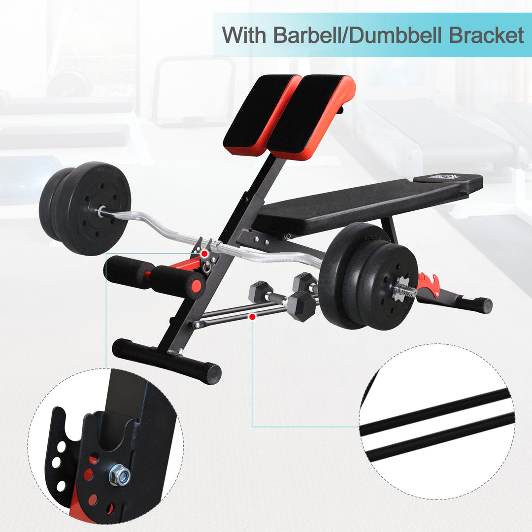 HOMCOM Multifunctional Hyper Dumbbell Bench Indoor Fitness Machine Weights Work Out Ab Sit Up Decline Flat Sit up
