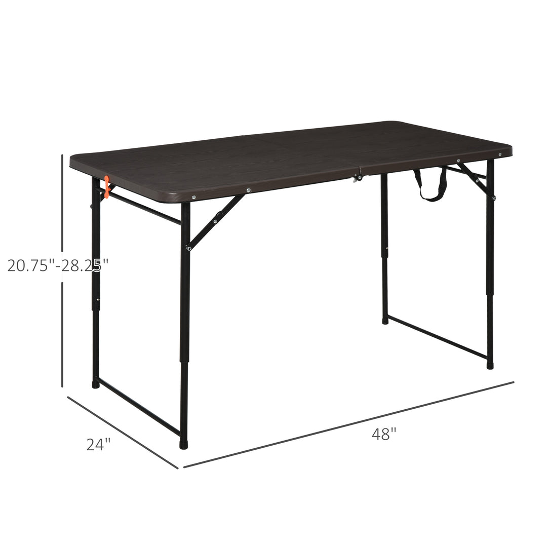 4FT Portable Metal Picnic Table-Black/Brown