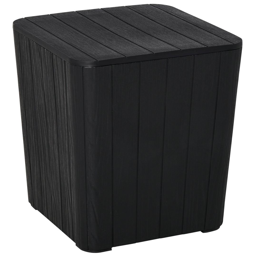 Patio Wood Effect Coffee Table Storage Square Box Black