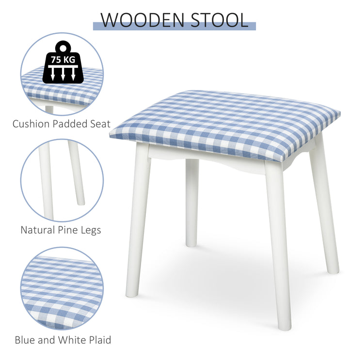 Dressing Table &amp; Stool Set w/ Drawers Mirror Modern Elegant Vanity Makeup Padded Seat Home Bedroom Beauty Furniture White