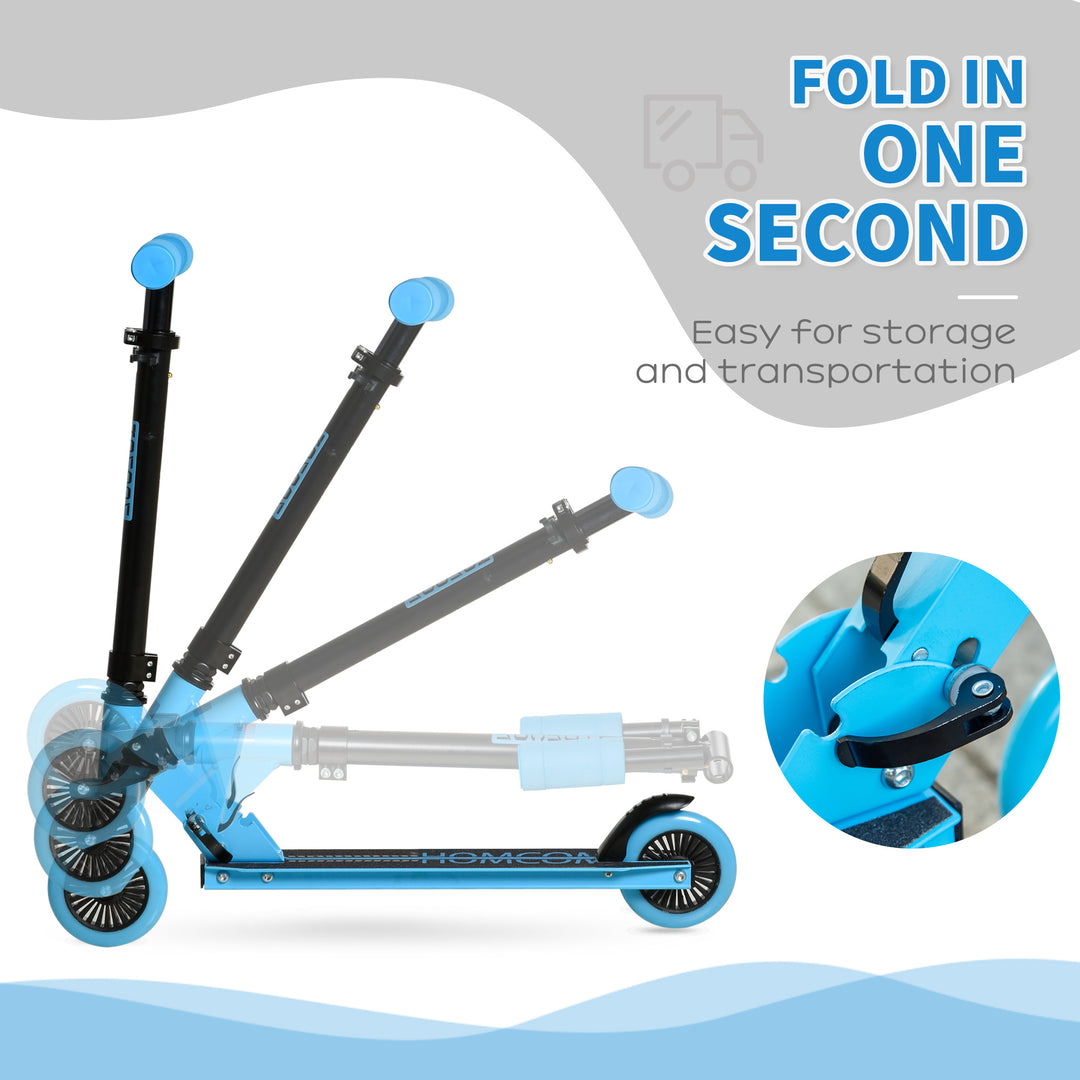 Scooter for Kids Toddler Foldable Kick Scooter with Adjustable Height Brake for Boys and Girls 3-8 Years Aluminium Blue