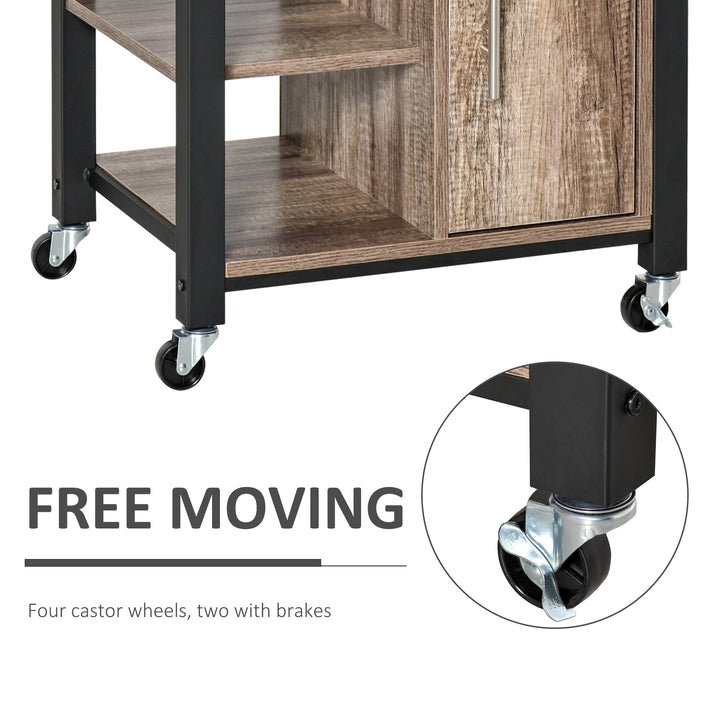 Kitchen Trolley Utility Cart on Wheels with Storage Shelves &amp; Drawer for Dining Room, Grey