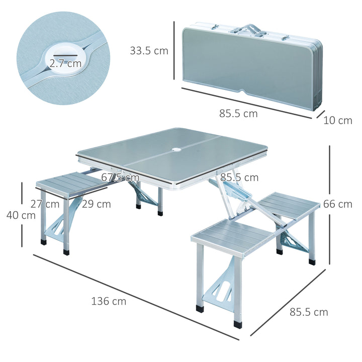 Portable Folding Camping Picnic Table and Chairs Stools Set Party Field Kitchen Outdoor Garden BBQ Aluminum