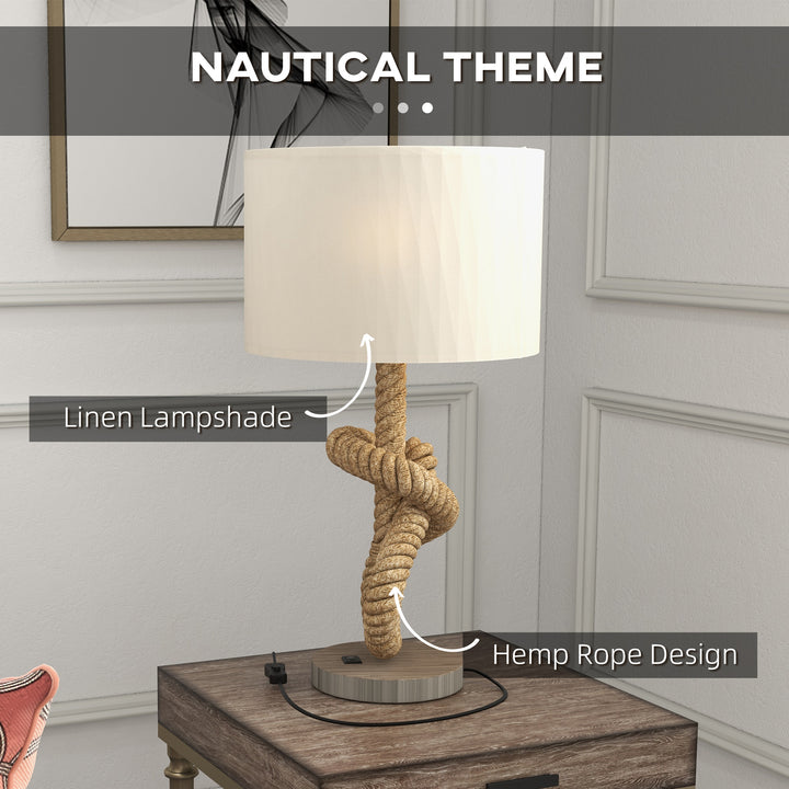 Nautical LED Table Lamp with USB Charging Port, Bedside Desk Lamp for Bedroom, Living Room, Home Office