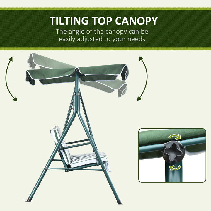 Steel 3-Seater Swing Chair w/ Adjustable Canopy Green