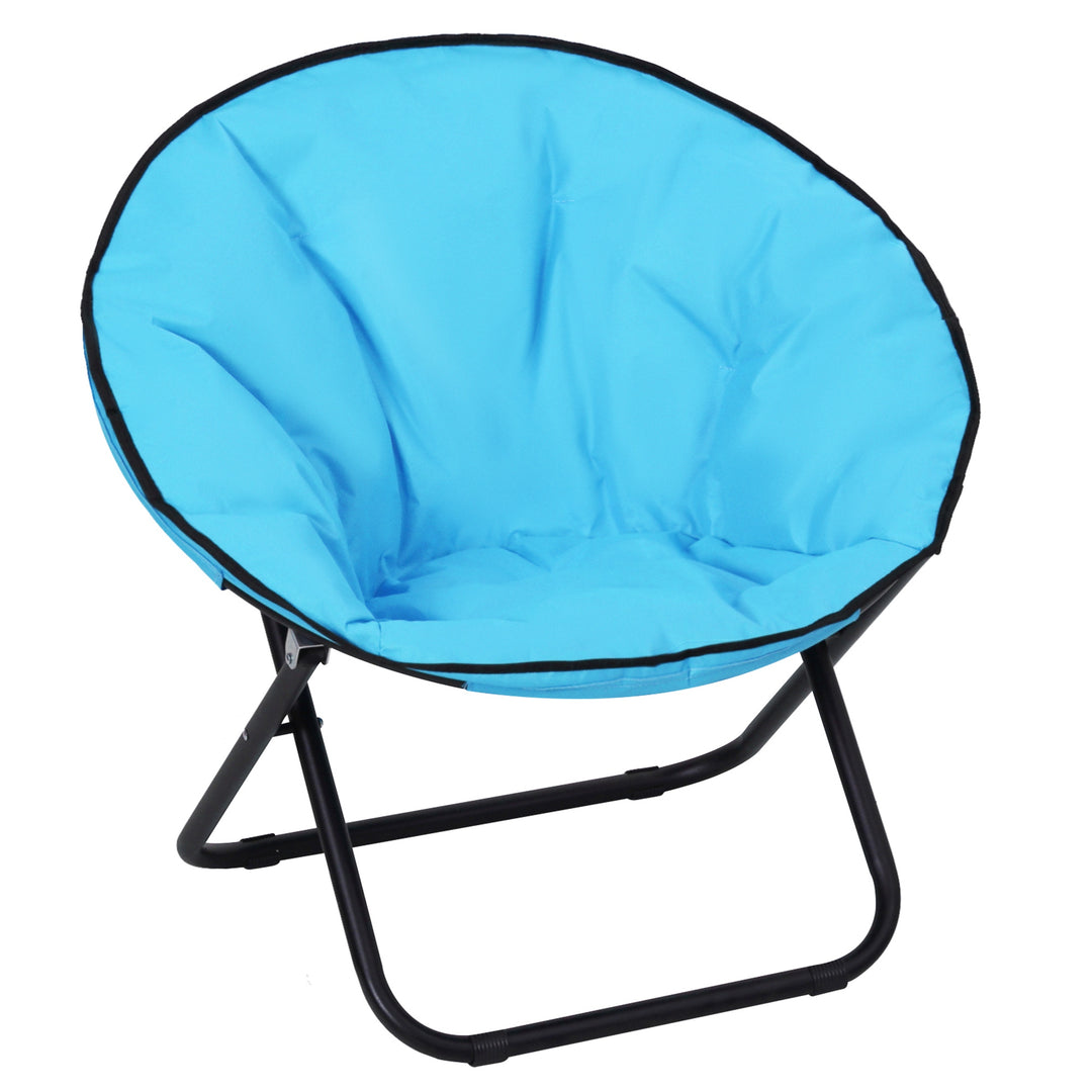 Garden Folding Portable Padded Saucer Moon Chair Padded Round Outdoor Camping Travel Fishing Seat Blue