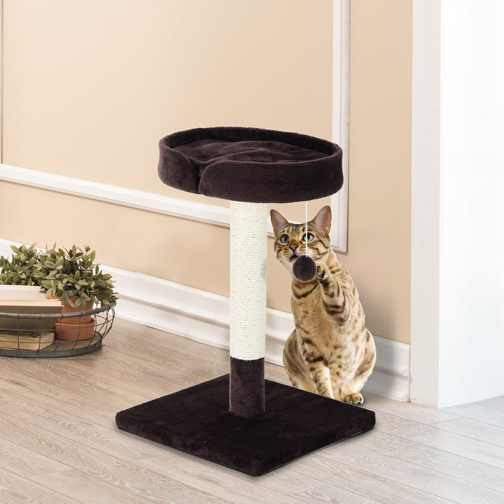 PawHut Cat Tree Scratching Post Furniture Pet Play Area Activity Center Kitten Climbers Climbing Exercise w/ Hanging Toy &amp; Cushion-Brown