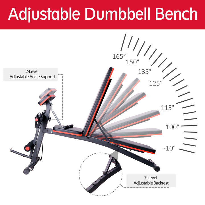 Foldable Adjustable Dumbbell Weight Lifting Sit Up Ab Bench Home Training Gym Incline Flat Multiuse Workout Exercise Fitness