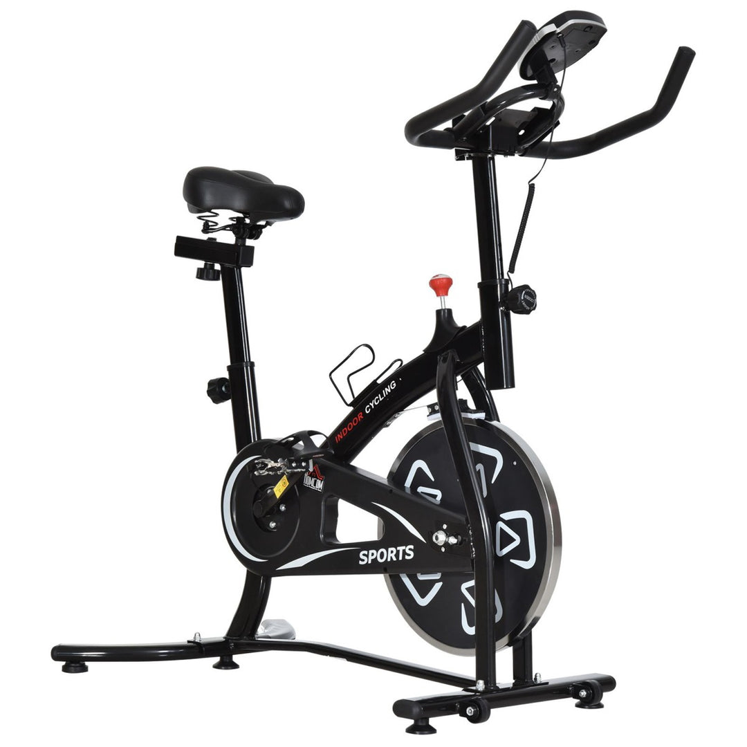 HOMCOM Steel Stationary Bike 8-Level Belt Driven Exercise Bike w/ LCD Monitor Black