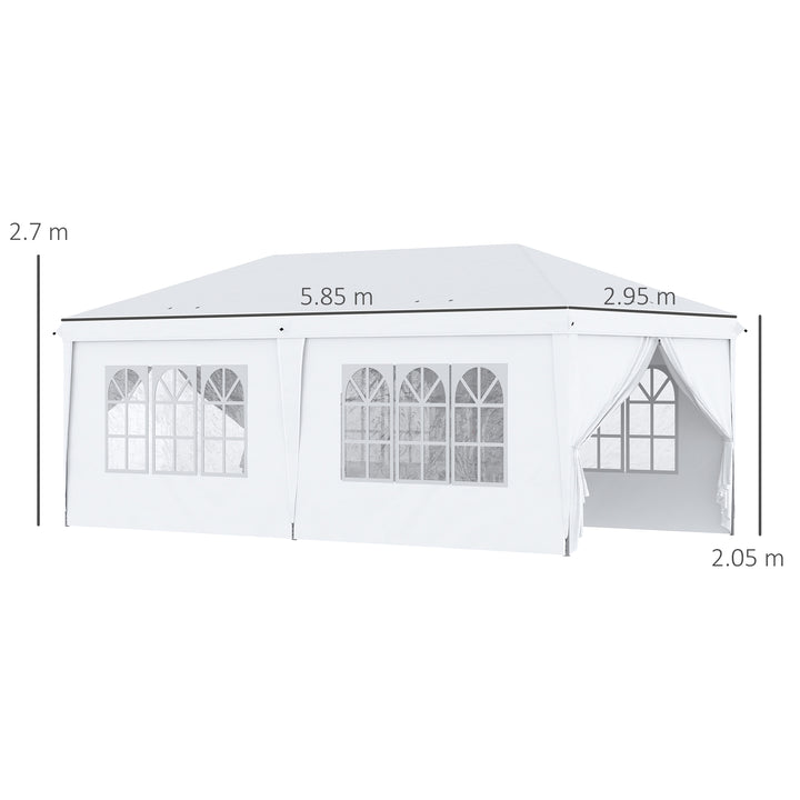 3 x 6 m Pop Up Gazebo with Sides and Windows, Height Adjustable Party Tent with Storage Bag for Garden, Camping, Event, Brown