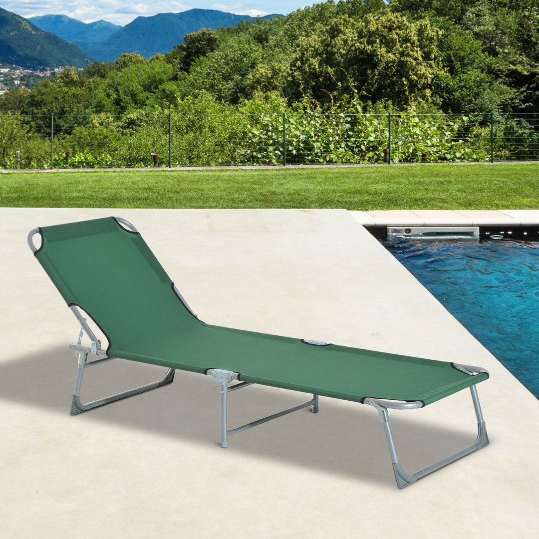 Outsunny Portable Adjustable Lounger,Oxford Cloth-Green