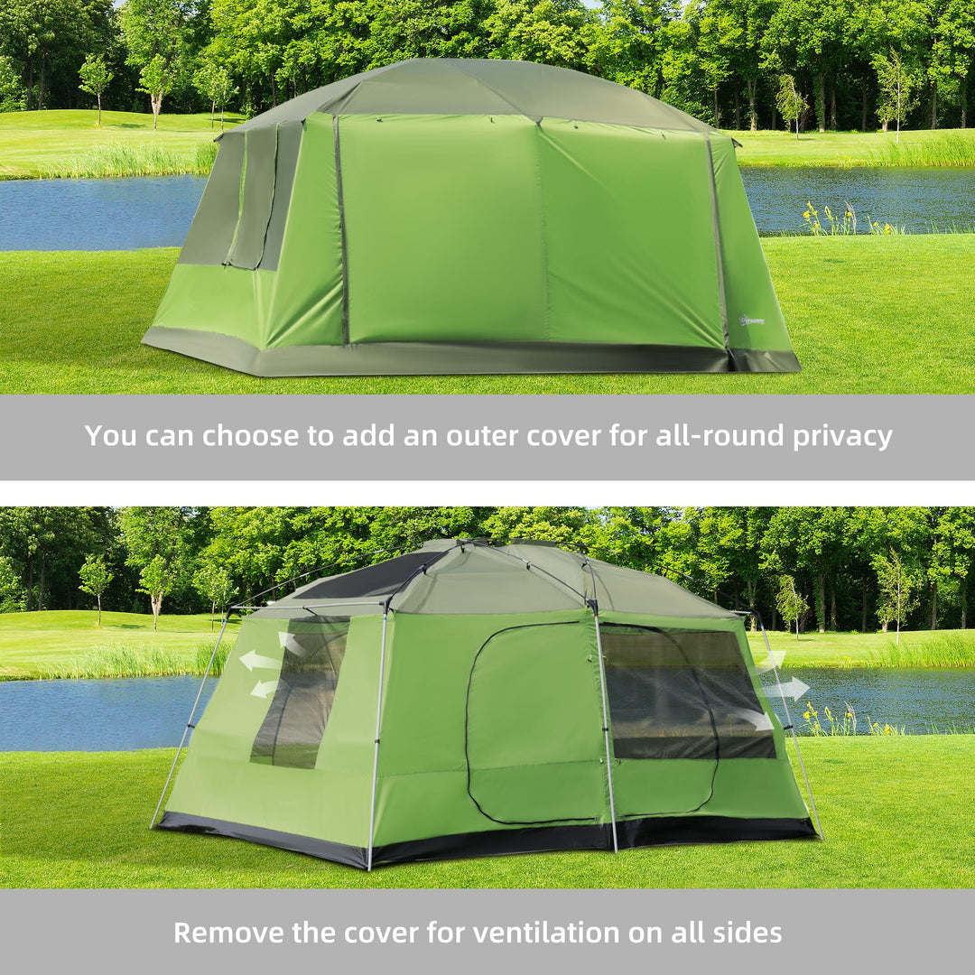 Two Room Dome Tent w/ Porch for 4-8 Man, Camping Backpacking Shelter w/ Mesh Windows, Zipped Doors, Lamp Hook & Portable Carry Bag