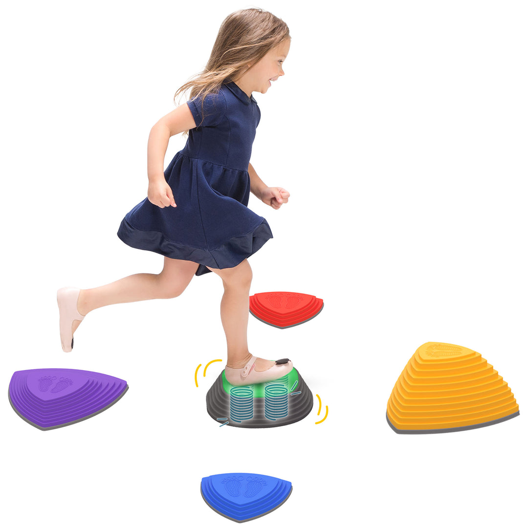 Stepping Stones Kids Balance River Stones 5 PCs Outdoor Indoor, for Obstacle Course, Sensory Play, Stackable, Non-Slip