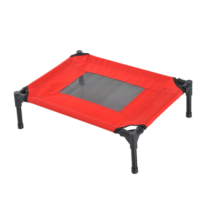 PawHut Elevated Pet Bed Portable Camping Raised Dog Bed w/ Metal Frame Black and Red (Small)