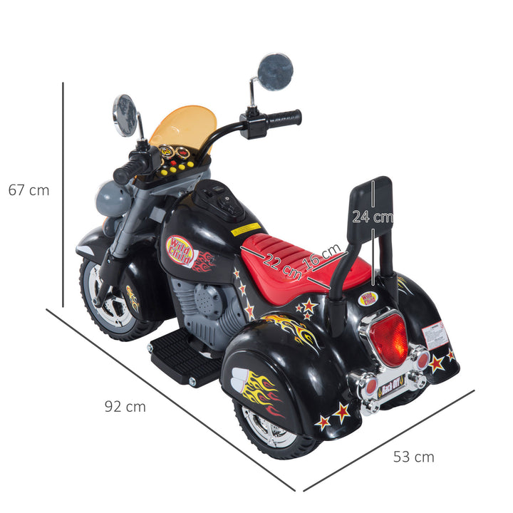 Kids Electric Motorbike 6V Children Ride On Motorcycle Battery Powered Toy w/ Lights Sound for 3-6 Years Old Black