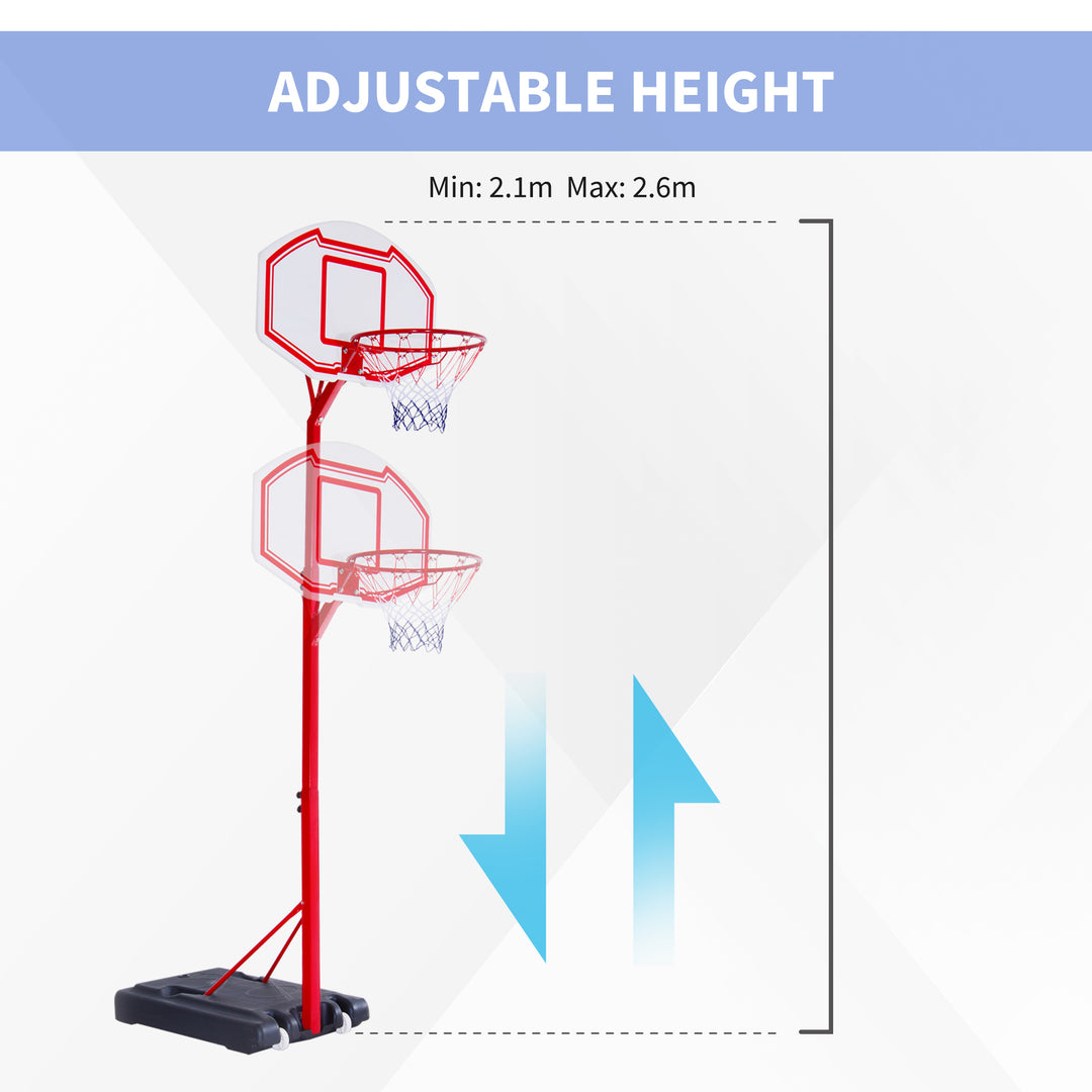 Steel Basketball Stand Height Adjustable Hoop Backboard Red