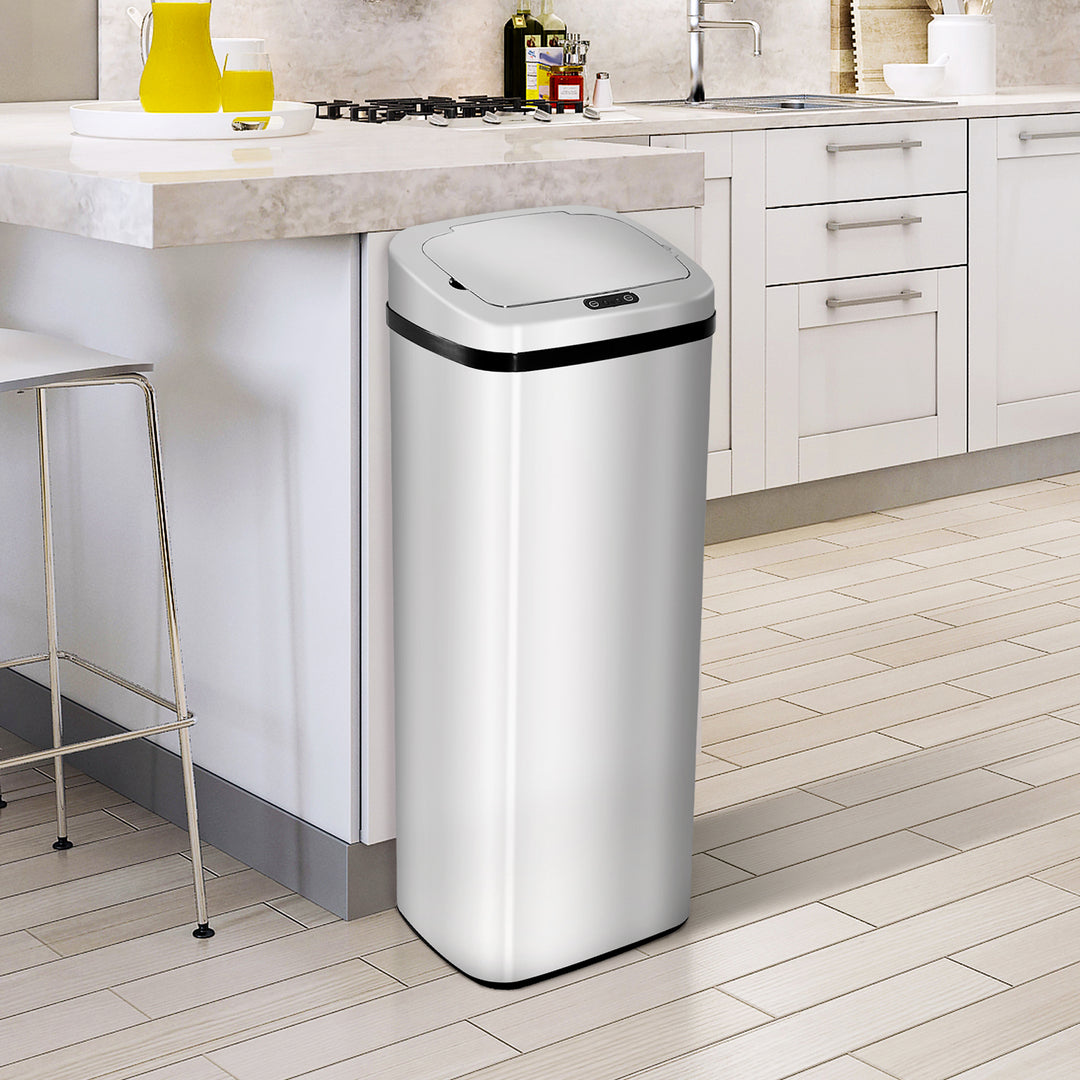 50L Infrared Touchless Automatic Motion Sensor Dustbin Stainless Steel Trash Can Home Office