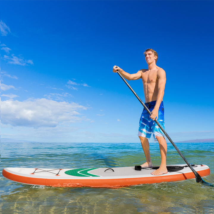 Inflatable 10'6" x 30" x 6" Non-Slip Paddle Stand Up Board w/ Adjustable Aluminium Paddle, ISUP Accessories, 320L x 76W x 15H cm - White