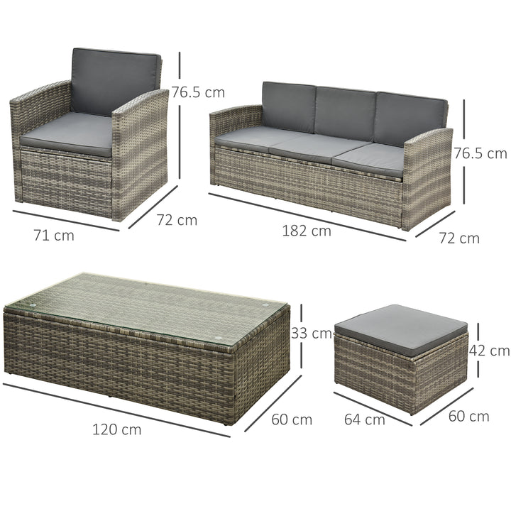 6-Seater Outdoor Garden Rattan Furniture Set w/ Table Grey