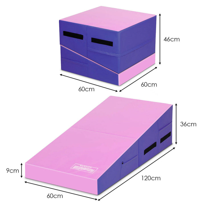 Sports Incline Wedge Ramp Folding Yoga Gymnastic Mat-Purple