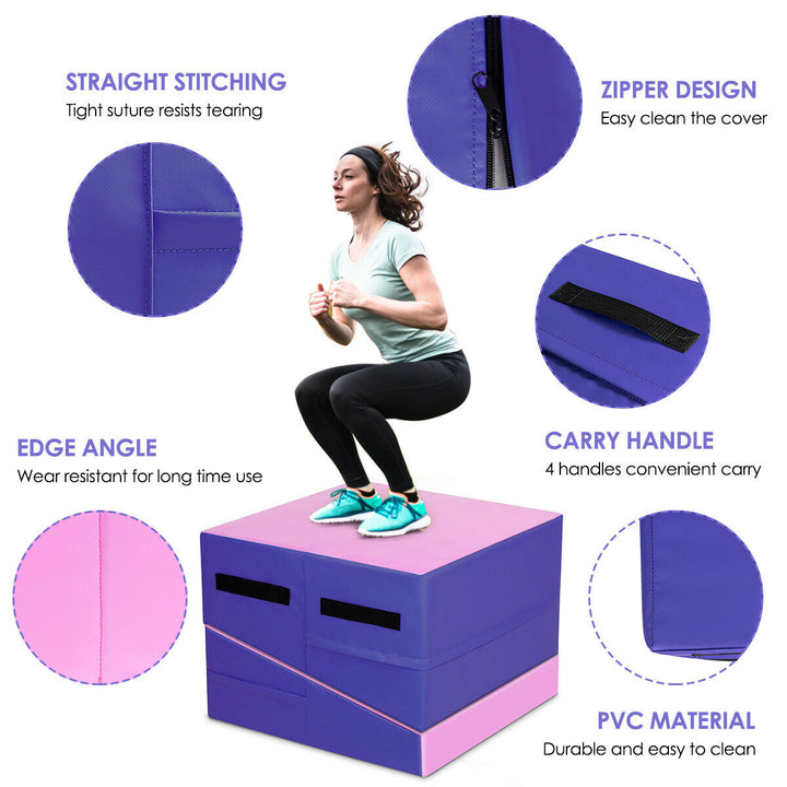 Sports Incline Wedge Ramp Folding Yoga Gymnastic Mat-Purple