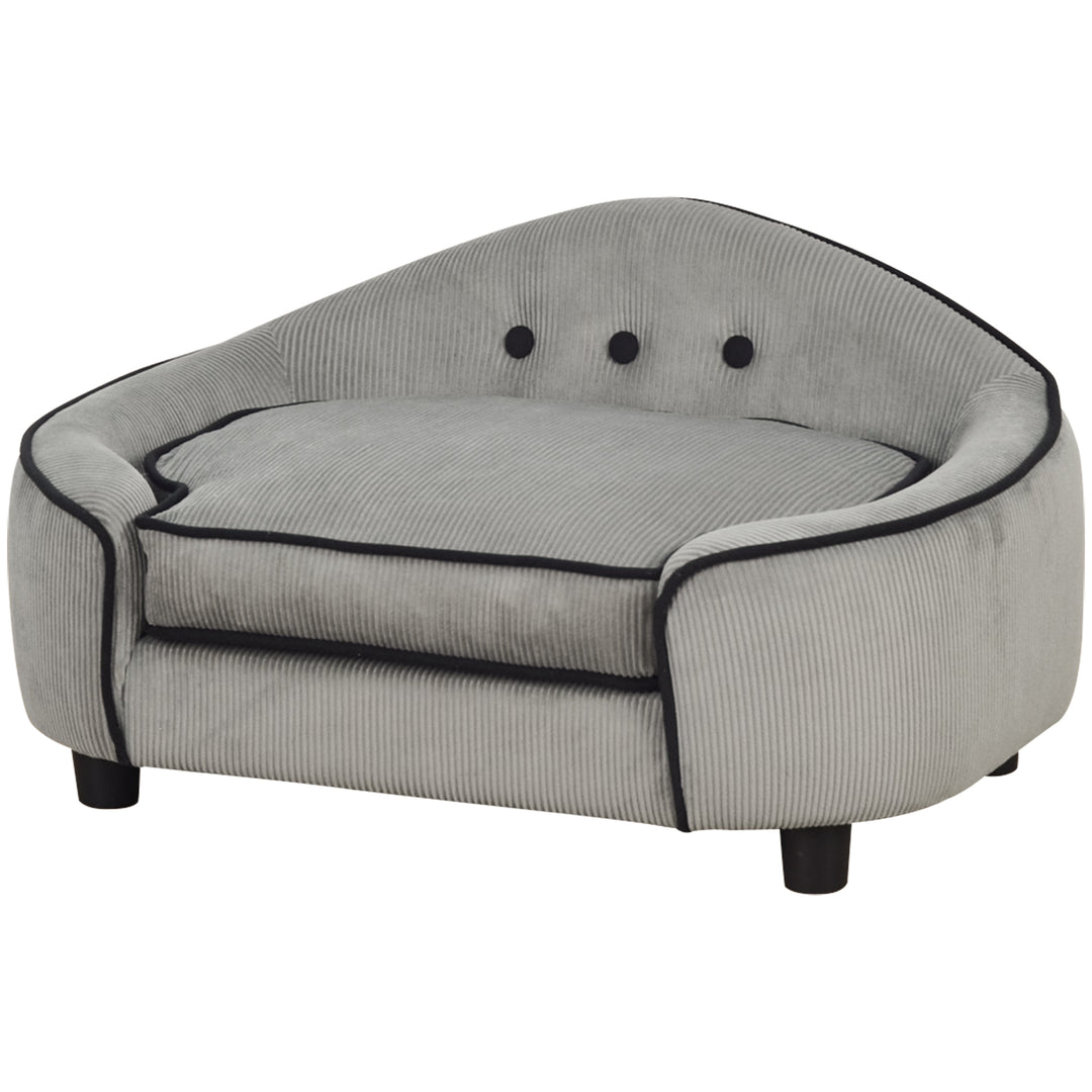Pet Sofa Couch Small Sized Dog Various Cat Sponge Cushioned Bed Lounge Gray