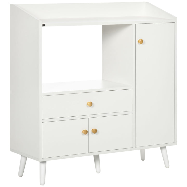 Kitchen Cupboard, Microwave Cabinet, Storage Cabinet with Doors, White