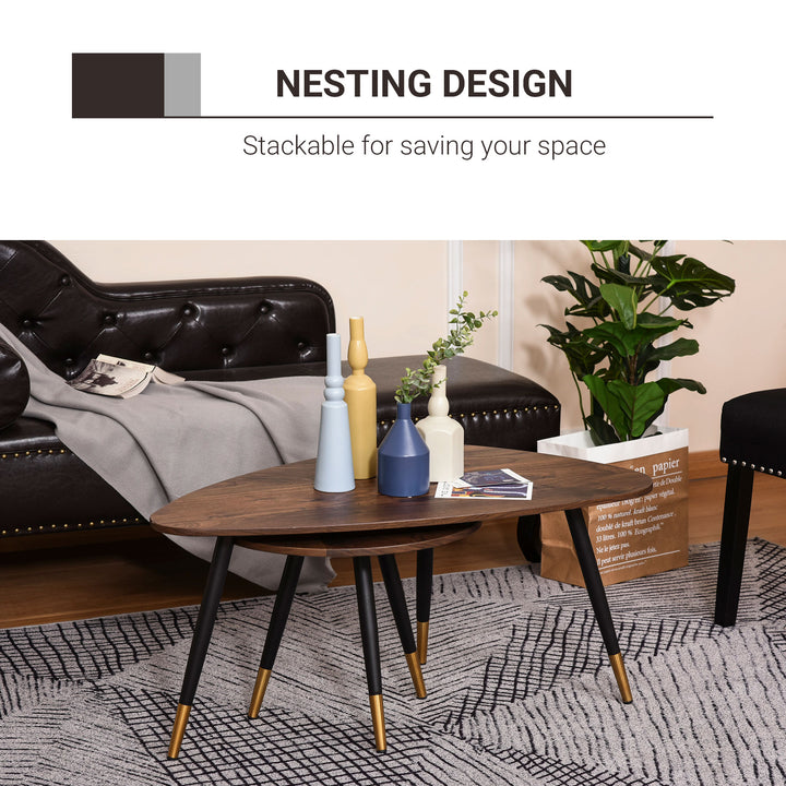Nest of Tables Set of 2 Nesting Coffees End Tables Vintage Decor Side Table Triangle Occasional Stand Tea Table for Living Room Home and Office