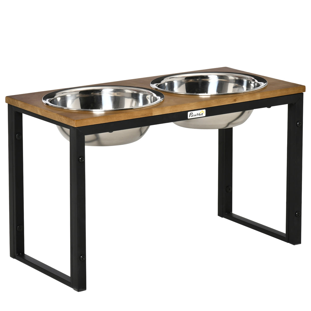 Raised Dog Bowls with Stand, Pet Feeder for Large Medium Dogs, Dog Bowl Stand, Oak