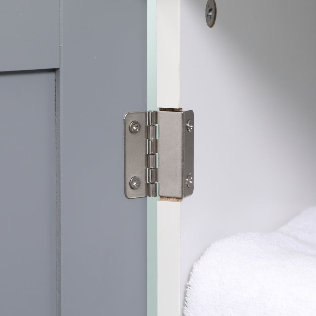 kleankin Under Sink Storage Bathroom Cabinet with Adjustable Shelf, Pedestal Under Sink Design, Grey and White
