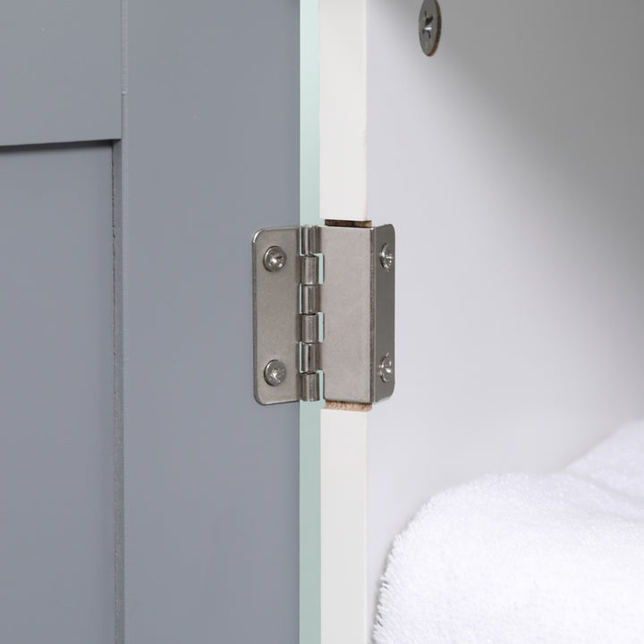 kleankin Under Sink Storage Bathroom Cabinet with Adjustable Shelf, Pedestal Under Sink Design, Grey and White