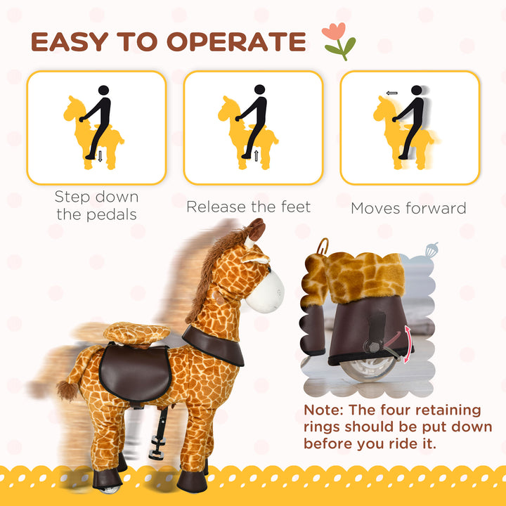 Riding Horse for Kids Ride On Giraffe Toy with Wheels Mechanical Rocking Pony Gift for 3-6 Years Girls Boys