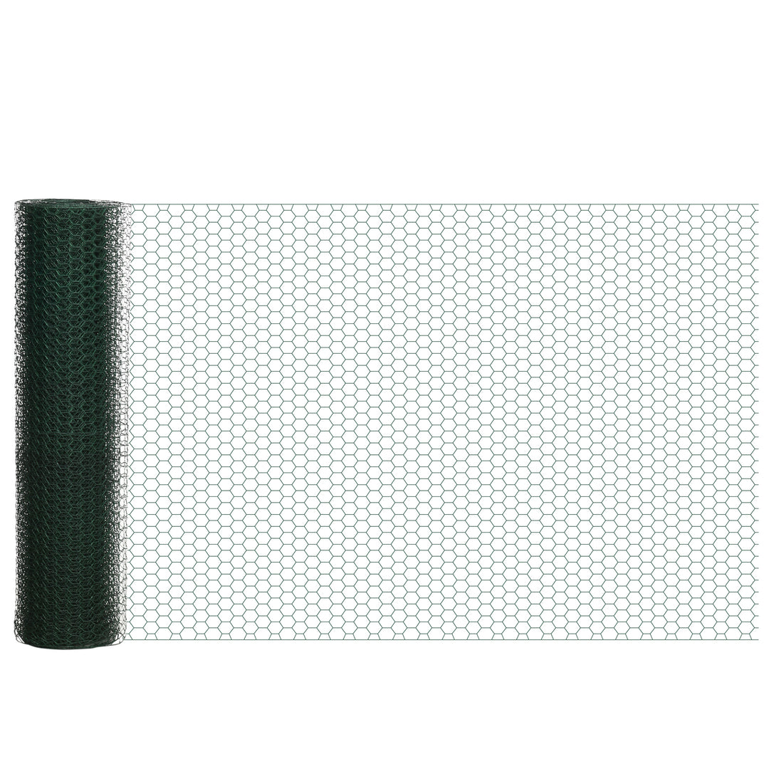 1m x 25m Chicken Wire Mesh, Foldable PVC Coated Welded Garden Fence, Roll Poultry Netting, for Rabbits, Ducks, Gooses, Dark Green