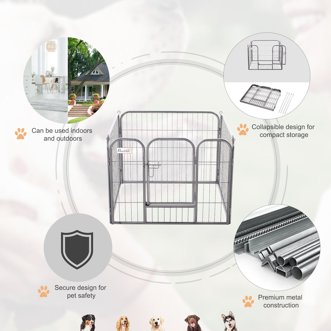 Heavy Duty Dog Kennel Large Dog Kennel Square Metal Foldable Kennel Dog Pen Grey