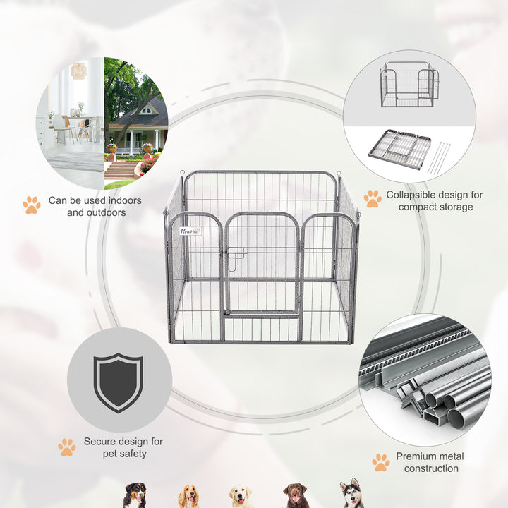 Heavy Duty Dog Kennel Large Dog Kennel Square Metal Foldable Kennel Dog Pen Grey
