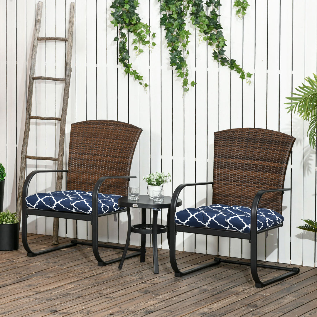 Set of 2 Chair Cushions Seat Pads Indoor Outdoor Seat Cushions with Ties and Tufted Design for Garden Chairs, Blue