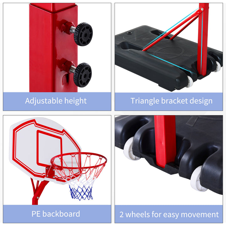 Steel Basketball Stand Height Adjustable Hoop Backboard Red