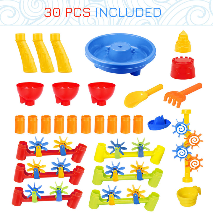 Sand and Water Table Beach Toy Set Waterpark Outdoor Playset for Kids with Accessories 30 Pcs